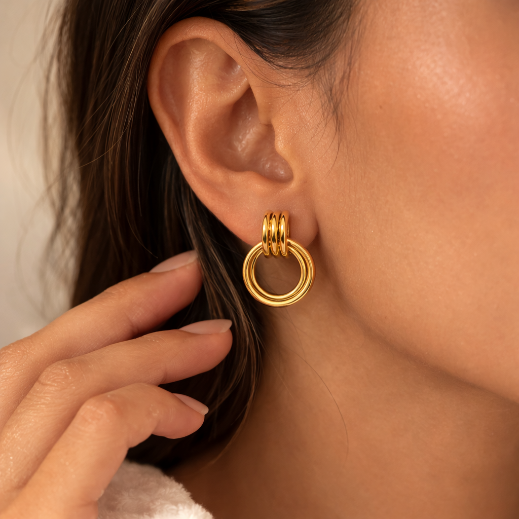 Double Layer Gold Hoops