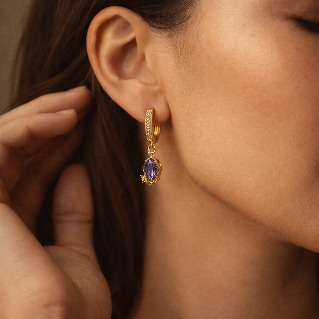 Lavender Spark Drop Earrings