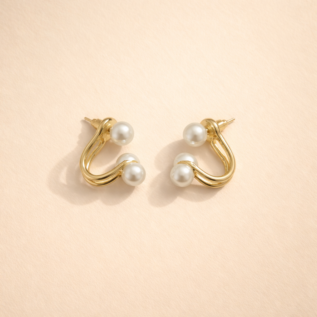 Twisted Pearl Hoop Earrings