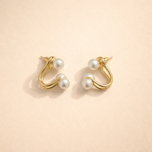 Twisted Pearl Hoop Earrings