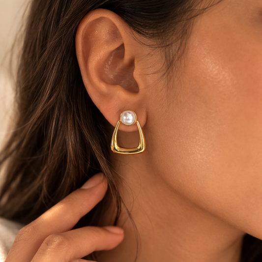 Golden Pearl Drop Earrings