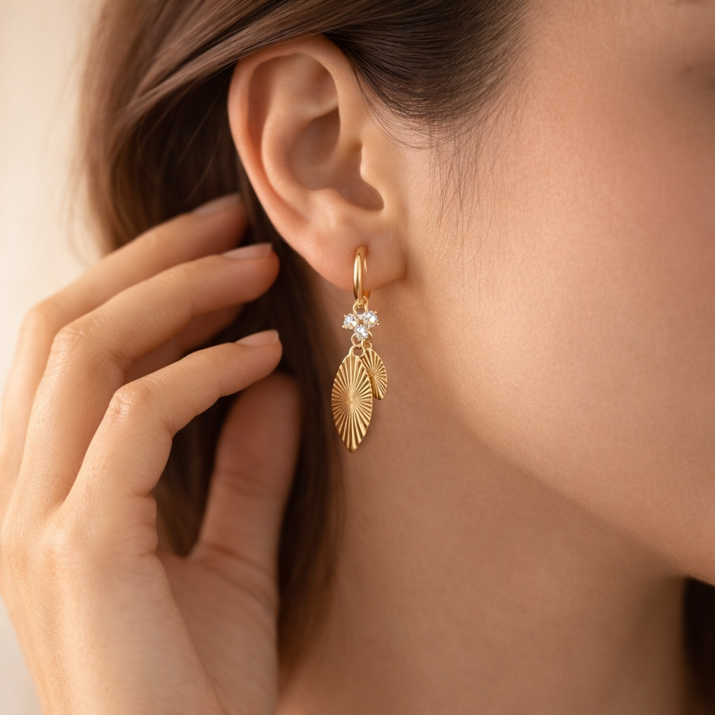 Golden Leaf Drop Earrings
