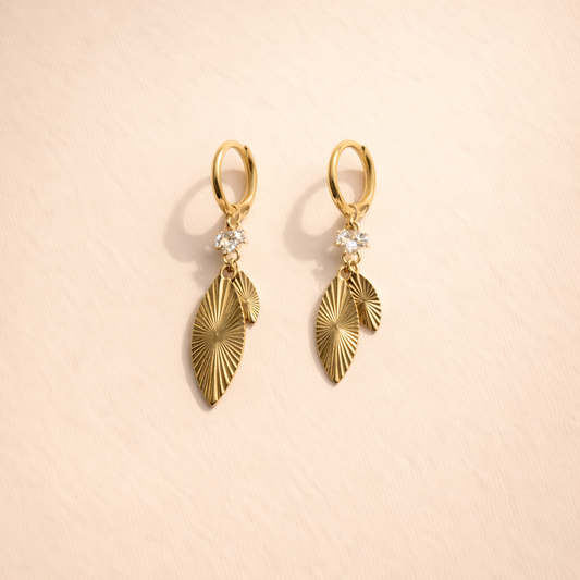 Golden Leaf Drop Earrings