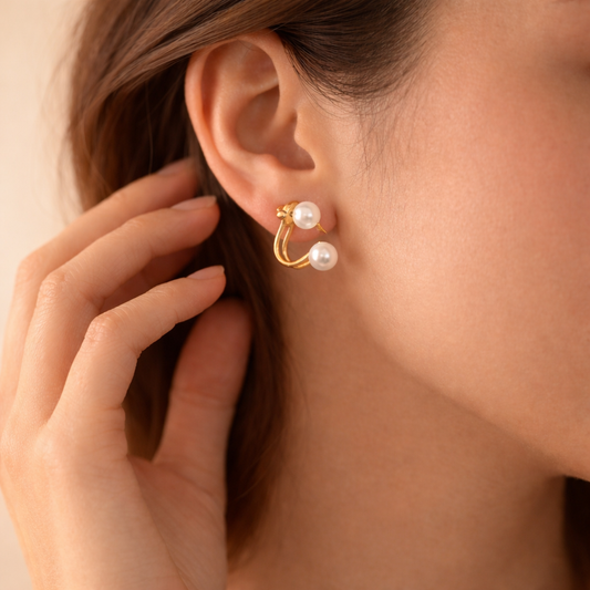 Twisted Pearl Hoop Earrings