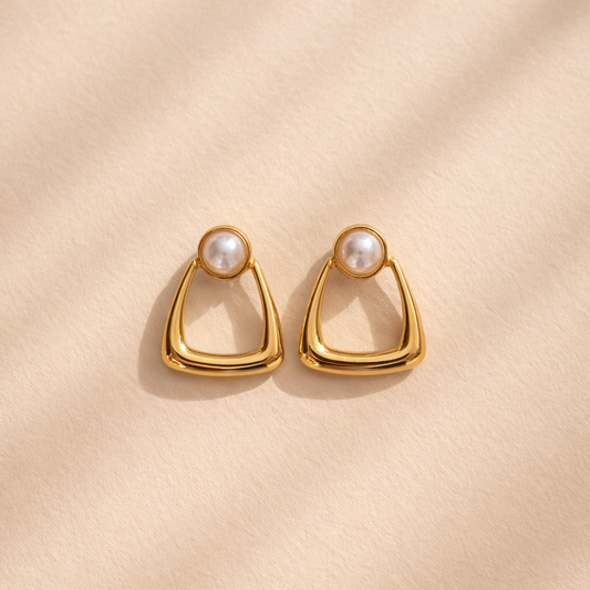 Golden Pearl Drop Earrings
