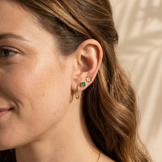 Emerald Bloom Earring Trio Set