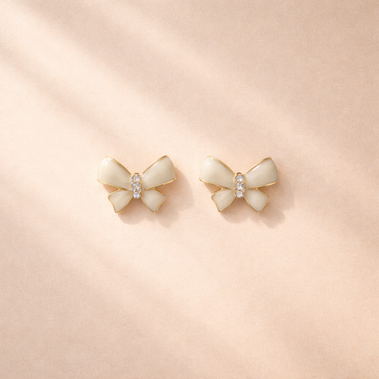 Cute Pearl Bow Studs