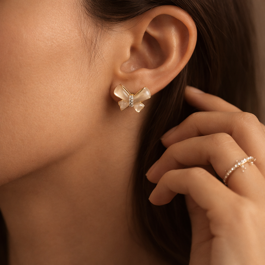 Cute Pearl Bow Studs