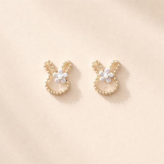 Cute Bunny Pearl Studs