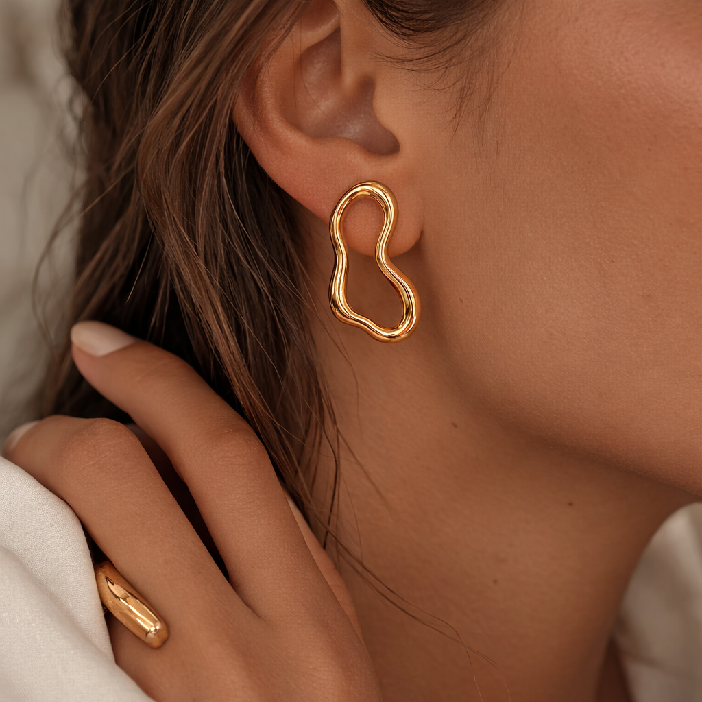 Abstract Gold Statement Hoops