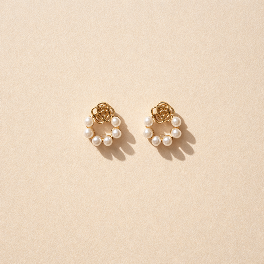 Pearl Flower Stud Earrings