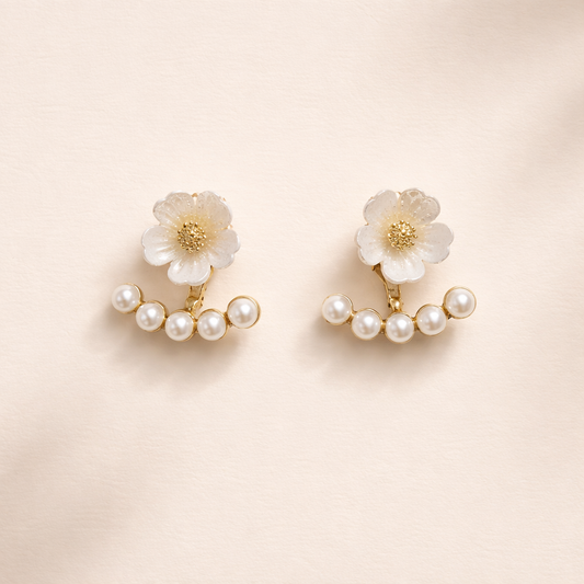 Daisy Pearl Drop Earrings